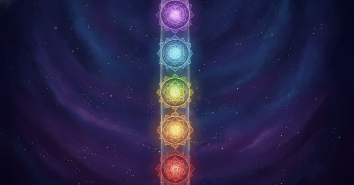 Equilíbrio dos chakras: sete centros de energia alinhados na coluna