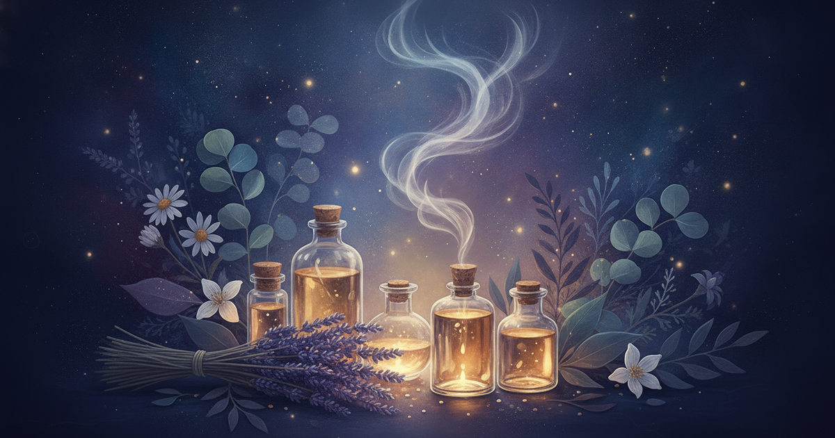 Aromaterapia com óleos essenciais e plantas para bem-estar e equilíbrio energético