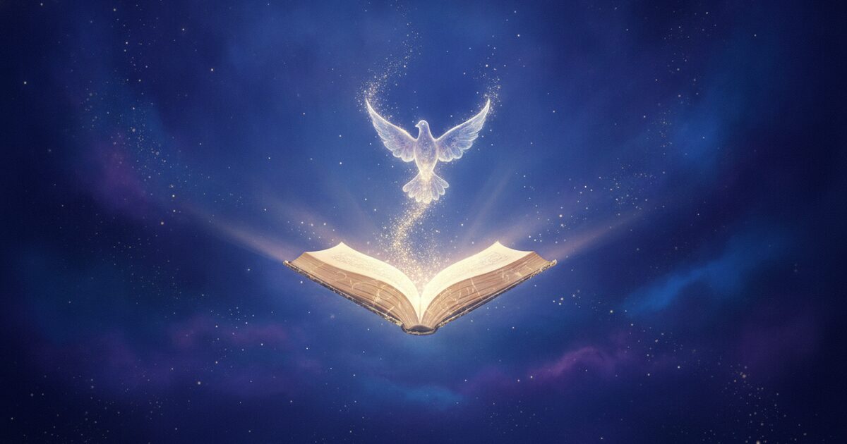 Chico Xavier e a espiritualidade brasileira representados por luz e livro cósmico