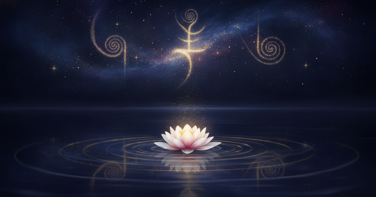 Cena meditativa e cósmica representando viver conscientemente segundo Osho