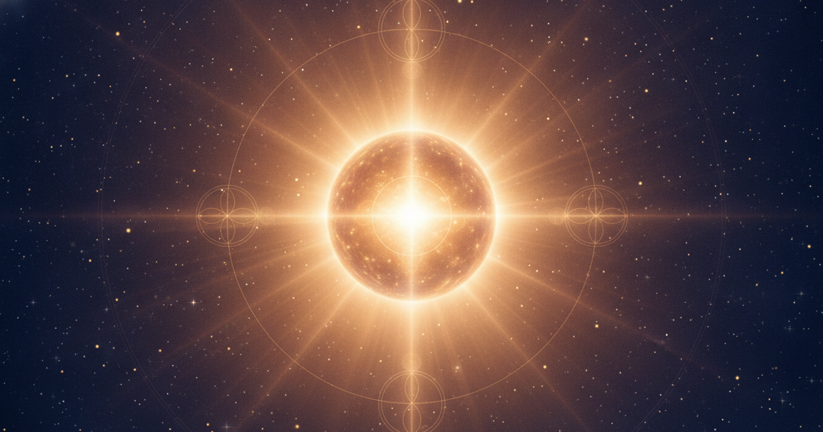 Luz dourada suave em ambiente cósmico representando os princípios do Reiki e a energia vital