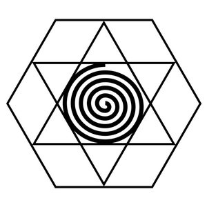 Gráfico Desembaraçador da radiestesia: hexágono com estrela de seis pontas e espiral no centro